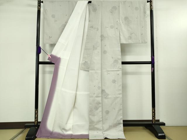 平和屋着物●極上　結城紬　100亀甲　飛び亀甲柄　雪輪重ね　舞葉　素色地　高島屋扱い　ロング丈　逸品　DZAB5228kh6