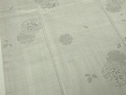 平和屋着物●極上　結城紬　100亀甲　飛び亀甲柄　雪輪重ね　舞葉　素色地　高島屋扱い　ロング丈　逸品　DZAB5228kh6