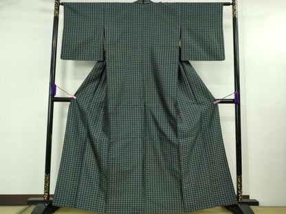 平和屋着物▽極上　西陣先染御召　お召　単衣　御召機の傳　反端付き　逸品　DZAB5231kh6