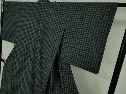 平和屋着物▽極上　西陣先染御召　お召　単衣　御召機の傳　反端付き　逸品　DZAB5231kh6