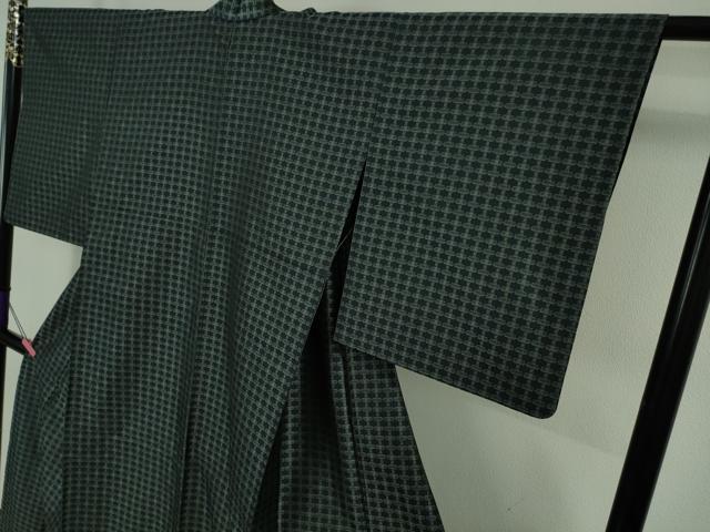 平和屋着物▽極上　西陣先染御召　お召　単衣　御召機の傳　反端付き　逸品　DZAB5231kh6