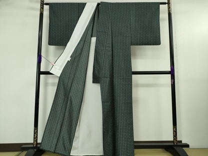 平和屋着物▽極上　西陣先染御召　お召　単衣　御召機の傳　反端付き　逸品　DZAB5231kh6