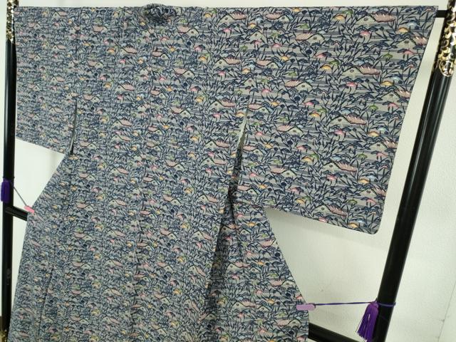 平和屋本店●極上　人間国宝　玉那覇有公　本場琉球紅型　小紋　松　屋根　参考資料付き　逸品　DZAB5233kh6