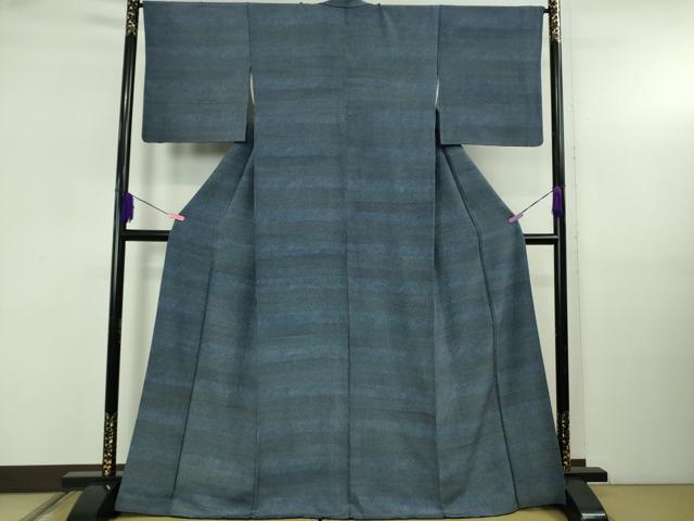 平和屋本店●極上　藍造り国選定無形文化財　藍師・佐藤昭人　藍香房　小紋　天然藍染　寄せ小紋柄　横段文　逸品　DZAB5237kh6