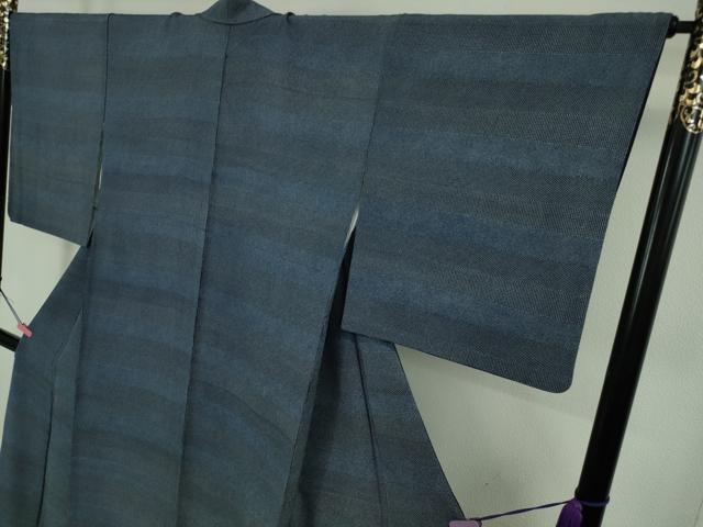 平和屋本店●極上　藍造り国選定無形文化財　藍師・佐藤昭人　藍香房　小紋　天然藍染　寄せ小紋柄　横段文　逸品　DZAB5237kh6