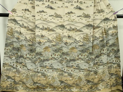 平和屋本店●極上　中国三大刺繍　スワトウ刺繍　汕頭刺繍　訪問着　京名所　人物風景　暈し染め　金糸　逸品　DZAB5243kh6