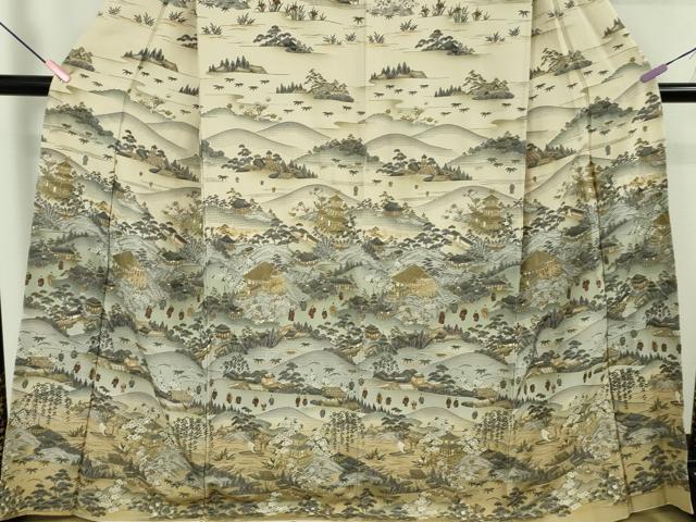 平和屋本店●極上　中国三大刺繍　スワトウ刺繍　汕頭刺繍　訪問着　京名所　人物風景　暈し染め　金糸　逸品　DZAB5243kh6