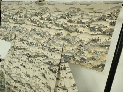 平和屋本店●極上　中国三大刺繍　スワトウ刺繍　汕頭刺繍　訪問着　京名所　人物風景　暈し染め　金糸　逸品　DZAB5243kh6