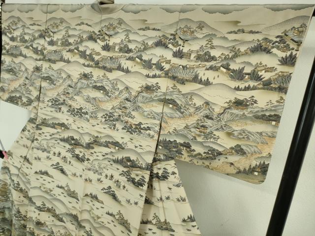 平和屋本店●極上　中国三大刺繍　スワトウ刺繍　汕頭刺繍　訪問着　京名所　人物風景　暈し染め　金糸　逸品　DZAB5243kh6