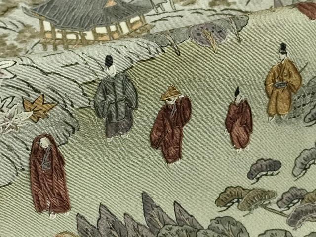 平和屋本店●極上　中国三大刺繍　スワトウ刺繍　汕頭刺繍　訪問着　京名所　人物風景　暈し染め　金糸　逸品　DZAB5243kh6