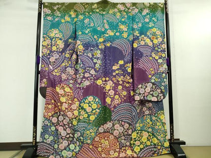 平和屋本店●極上　振袖　辻が花　暈し染め　金通し地　逸品　DZAB5244kh6