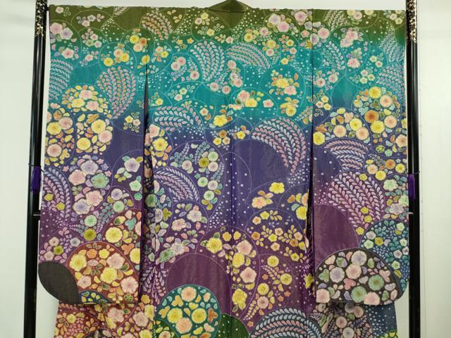 平和屋本店●極上　振袖　辻が花　暈し染め　金通し地　逸品　DZAB5244kh6