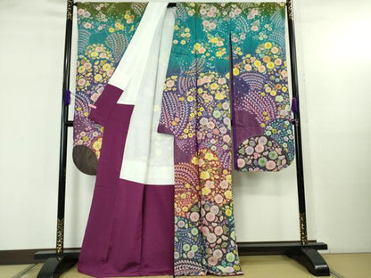 平和屋本店●極上　振袖　辻が花　暈し染め　金通し地　逸品　DZAB5244kh6