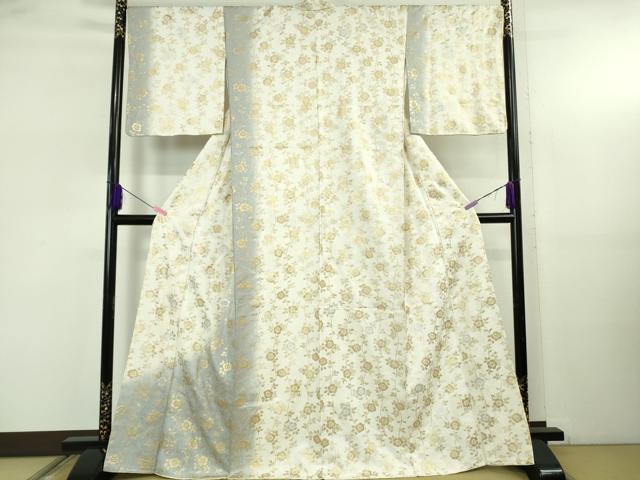 平和屋本店●極上　訪問着　枝垂れ花　暈し染め　金銀彩　銀通し地　逸品　DZAB5245kh6