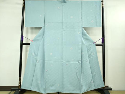 平和屋着物●極上　小紋　菱文　空色地　銀彩　逸品　DZAB5247kh6