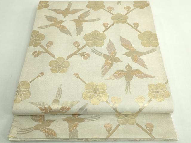 平和屋着物●極上　洛風林　工芸帯地　六通柄袋帯　花鳥文　金糸　逸品　DZAB5255kh6