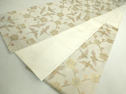 平和屋着物●極上　洛風林　工芸帯地　六通柄袋帯　花鳥文　金糸　逸品　DZAB5255kh6