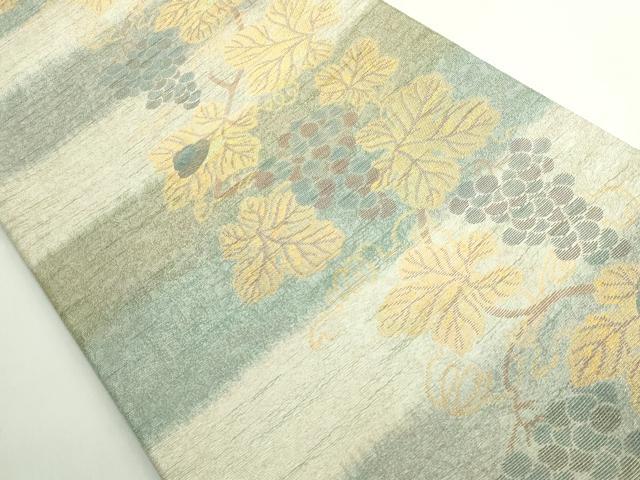 平和屋着物●極上　紋屋井関　御寮織　六通柄袋帯　葡萄蔦の葉文　金糸　逸品　DZAB5267kh6