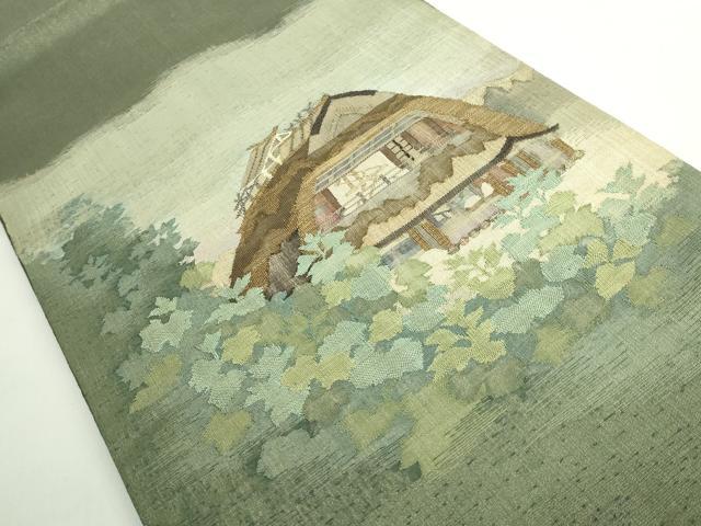 平和屋着物●極上　手織綴れ　山鹿清華　太鼓柄袋帯　風景文　金糸　ますいわ屋扱い　逸品　DZAB5270kh6