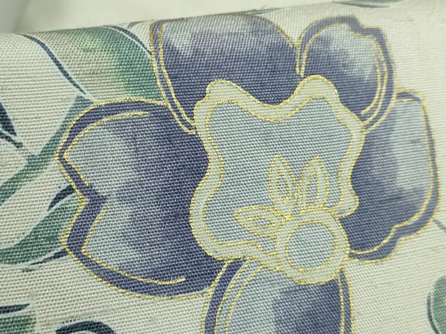 平和屋着物●極上　九寸名古屋帯　紬地　枝花文　金彩　逸品　DZAB5274kh6