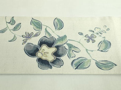 平和屋着物●極上　九寸名古屋帯　紬地　枝花文　金彩　逸品　DZAB5274kh6