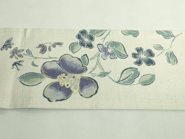平和屋着物●極上　九寸名古屋帯　紬地　枝花文　金彩　逸品　DZAB5274kh6