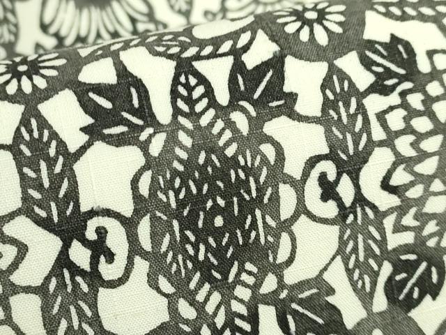 平和屋着物●極上　あやせ染芸　江戸紅型　九寸名古屋帯　結城紬　本手差し　格子花文　証紙付き　逸品　DZAB5275kh6