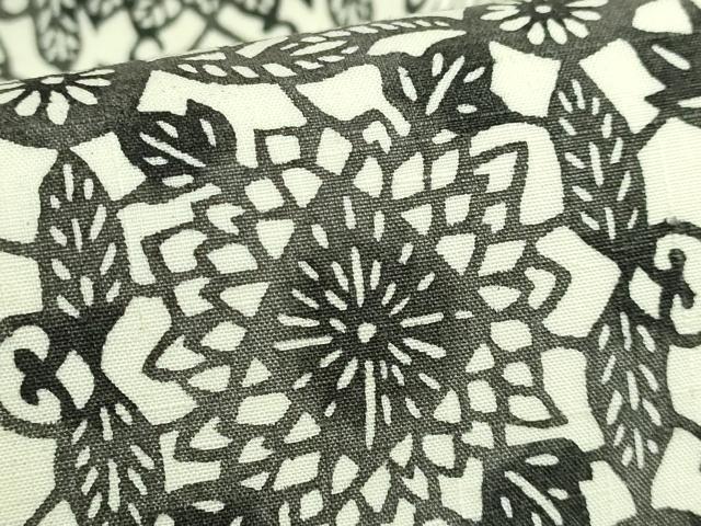 平和屋着物●極上　あやせ染芸　江戸紅型　九寸名古屋帯　結城紬　本手差し　格子花文　証紙付き　逸品　DZAB5275kh6