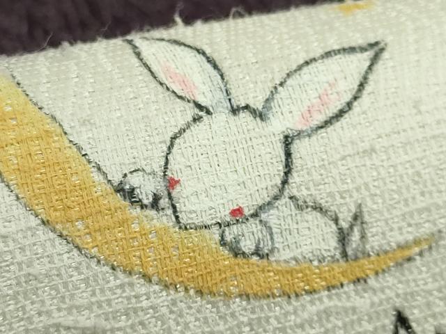 平和屋着物●極上　九寸名古屋帯　手描き　兎　楽器　音符　逸品　DZAB5278kh6