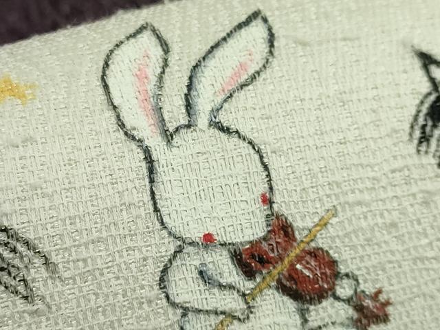 平和屋着物●極上　九寸名古屋帯　手描き　兎　楽器　音符　逸品　DZAB5278kh6