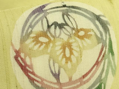 平和屋着物＊極上　夏物　絹芭蕉　九寸名古屋帯　型絵紅型染　花丸文　証紙付き　逸品　DZAB5279kh6