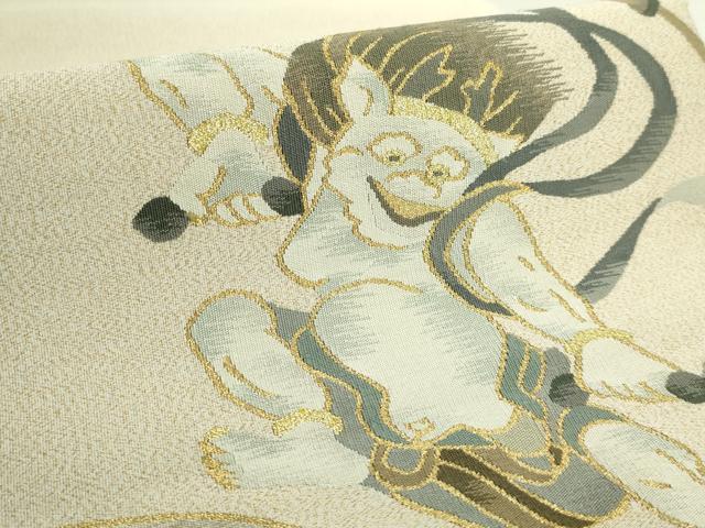 平和屋着物●極上　爪掻き本綴れ　両方向　太鼓柄袋帯　風神雷神　雲重ね　金糸　逸品　DZAB5287kh6