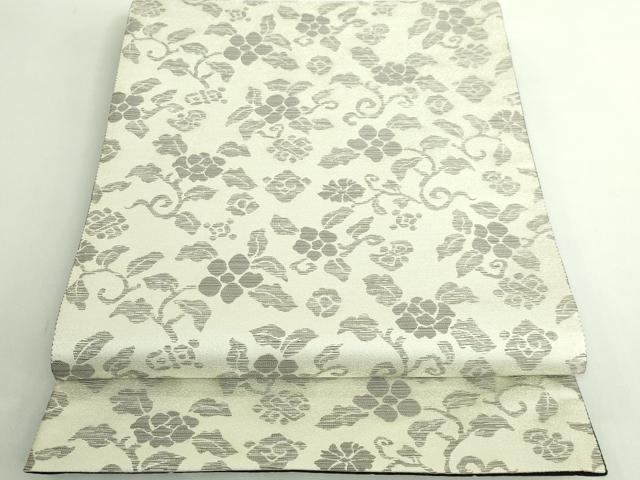 平和屋本店●極上　西陣　木野織物　菱屋善兵衛謹製　両面　六通柄袋帯　花唐草　証紙・反端付き　逸品　DZAB5288kh6