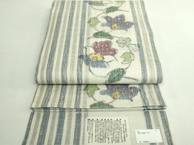 平和屋着物●極上　1854年創業　帯屋捨松　六通柄袋帯　スリーシーズン帯　花唐草　反端付き　逸品　DZAB5289kh6