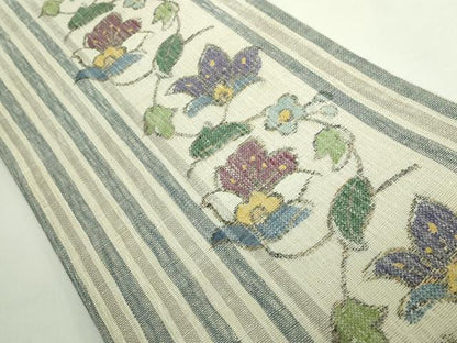 平和屋着物●極上　1854年創業　帯屋捨松　六通柄袋帯　スリーシーズン帯　花唐草　反端付き　逸品　DZAB5289kh6