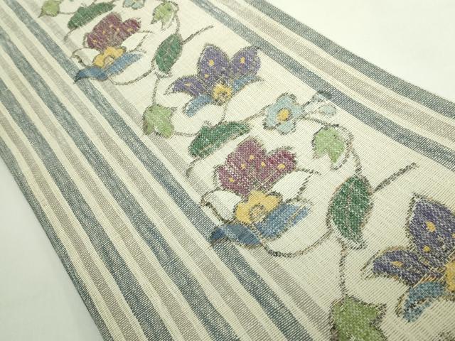 平和屋着物●極上　1854年創業　帯屋捨松　六通柄袋帯　スリーシーズン帯　花唐草　反端付き　逸品　DZAB5289kh6