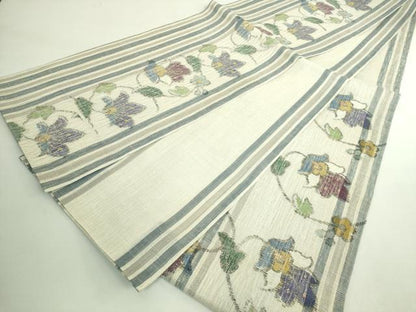 平和屋着物●極上　1854年創業　帯屋捨松　六通柄袋帯　スリーシーズン帯　花唐草　反端付き　逸品　DZAB5289kh6