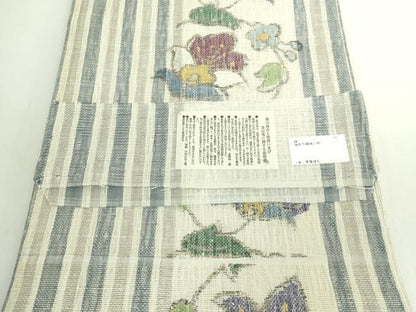 平和屋着物●極上　1854年創業　帯屋捨松　六通柄袋帯　スリーシーズン帯　花唐草　反端付き　逸品　DZAB5289kh6