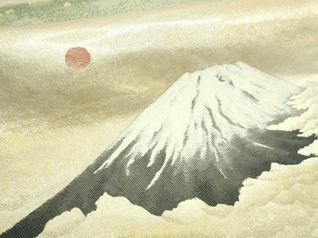平和屋着物●極上　近代日本画の巨匠　横山大観　じゅらく謹製　全通全景柄袋帯　霊峰富士　金糸　逸品　DZAB5292kh6