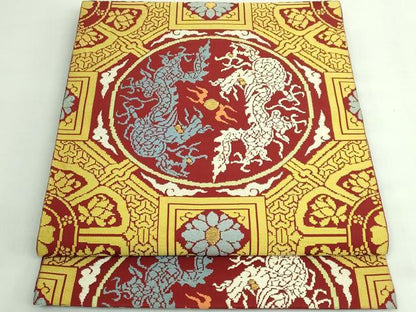 平和屋着物●最高級　龍村平蔵製　六通柄　本袋帯　奈良蜀紅錦　金糸　逸品　DZAB5301kh6