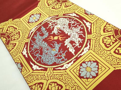 平和屋着物●最高級　龍村平蔵製　六通柄　本袋帯　奈良蜀紅錦　金糸　逸品　DZAB5301kh6