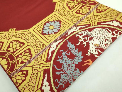 平和屋着物●最高級　龍村平蔵製　六通柄　本袋帯　奈良蜀紅錦　金糸　逸品　DZAB5301kh6