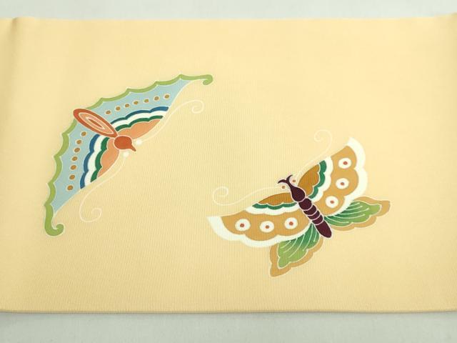 平和屋着物●極上　塩瀬　九寸名古屋帯　刺繍　舞蝶文　逸品　DZAB5305kh6
