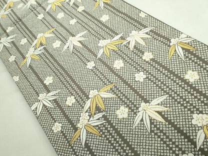 平和屋着物●極上　織楽浅野　六通柄袋帯　唐織　笹花文　金糸　逸品　DZAB5308kh6