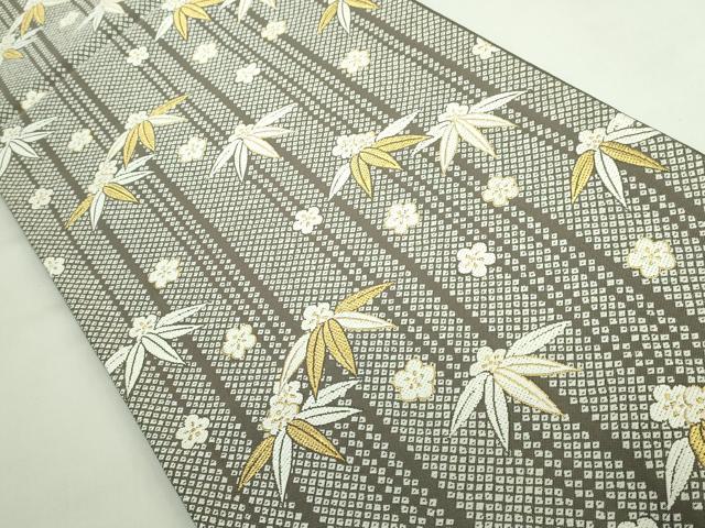 平和屋着物●極上　織楽浅野　六通柄袋帯　唐織　笹花文　金糸　逸品　DZAB5308kh6