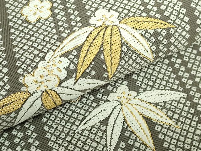 平和屋着物●極上　織楽浅野　六通柄袋帯　唐織　笹花文　金糸　逸品　DZAB5308kh6