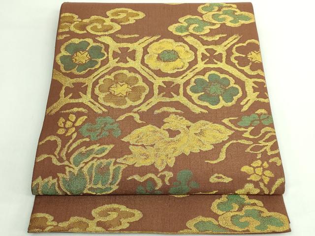 平和屋着物●極上　洛風林　工芸帯地　六通柄袋帯　鳳凰花文　金糸　逸品　DZAB5317kh6 平和屋着物○極上 洛風林 工芸帯地 六通柄袋帯 鳳凰花