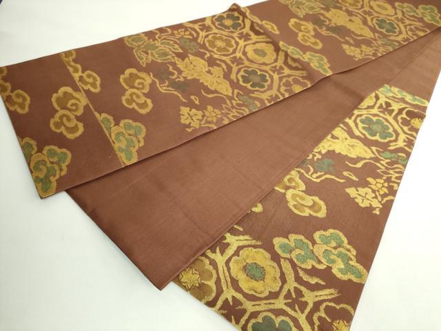平和屋着物●極上　洛風林　工芸帯地　六通柄袋帯　鳳凰花文　金糸　逸品　DZAB5317kh6 平和屋着物○極上 洛風林 工芸帯地 六通柄袋帯 鳳凰花