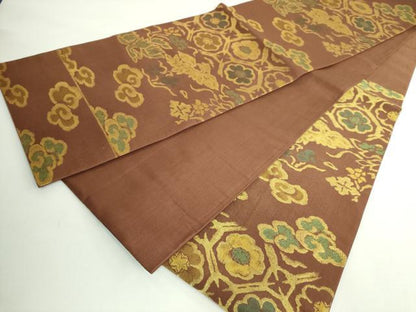 平和屋着物●極上　洛風林　工芸帯地　六通柄袋帯　鳳凰花文　金糸　逸品　DZAB5317kh6