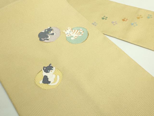 平和屋着物●極上　八寸名古屋帯　ネコ　猫　金糸　ゑり善扱い　逸品　未使用　DZAB5323kh6